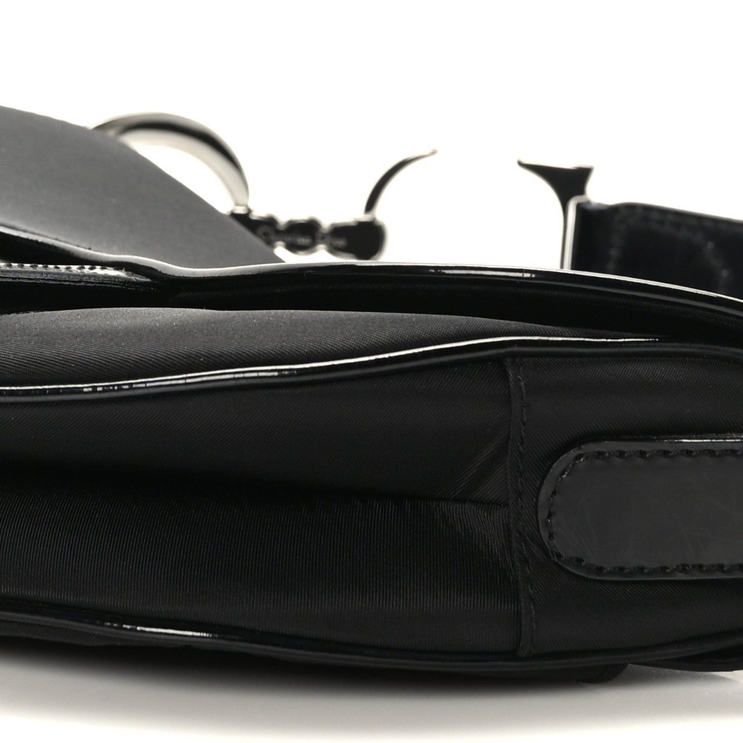Christian Dior Canvas Patent Calfskin Saddle Bag Black 9 of 9