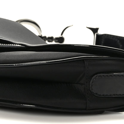Christian Dior Canvas Patent Calfskin Saddle Bag Black 9 of 9