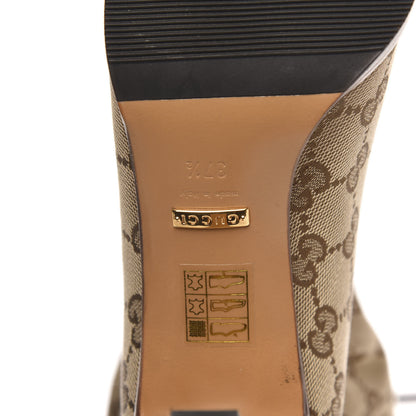 Gucci Monogram Malaga Kid Lisa Mid Heel Boots 37.5 Beige Ebony 6 of 7