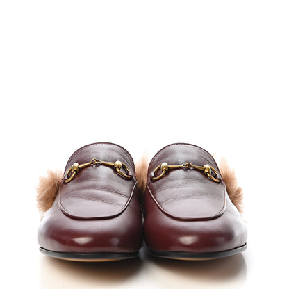 Gucci Malaga Kid Fur Womens Princetown Slippers 39.5 Vintage Bordeaux 2 of 9