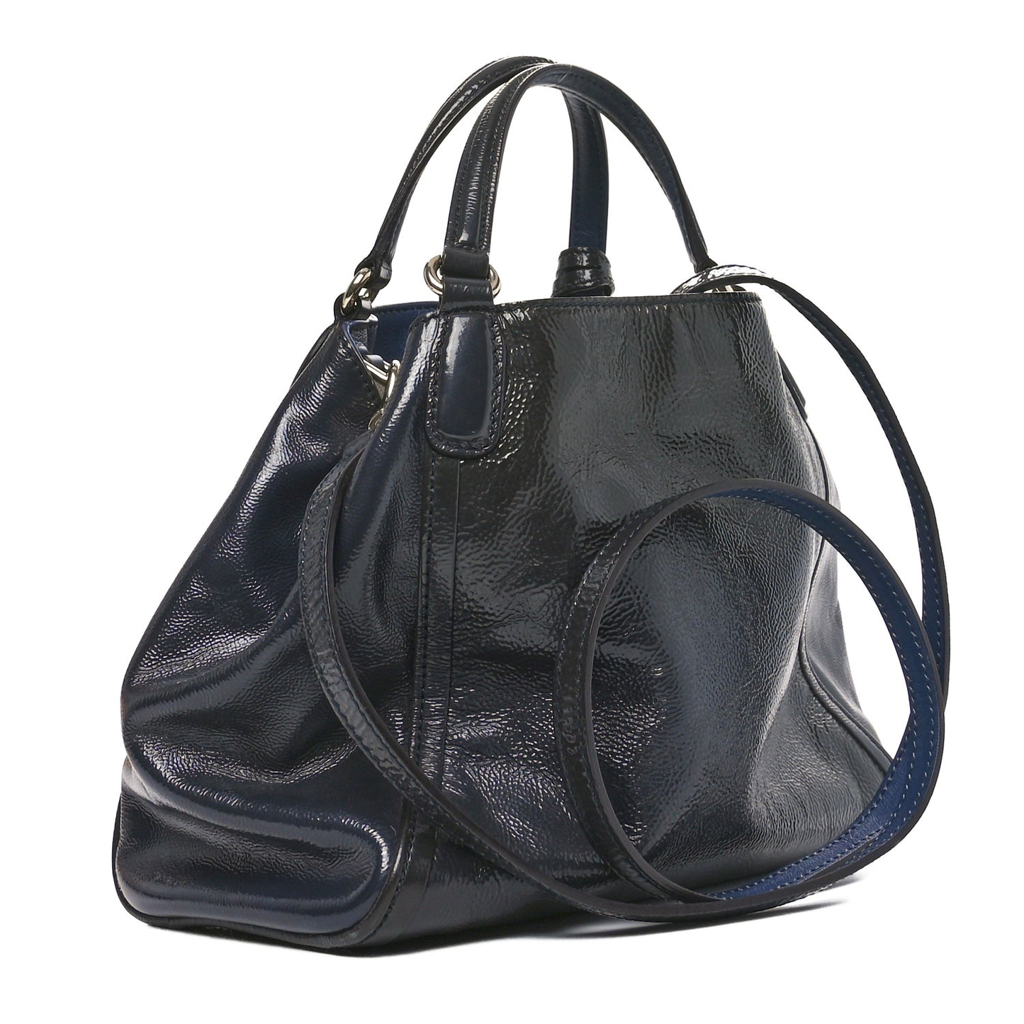 Patent Small Soho Shoulder Bag Uniform Blue
