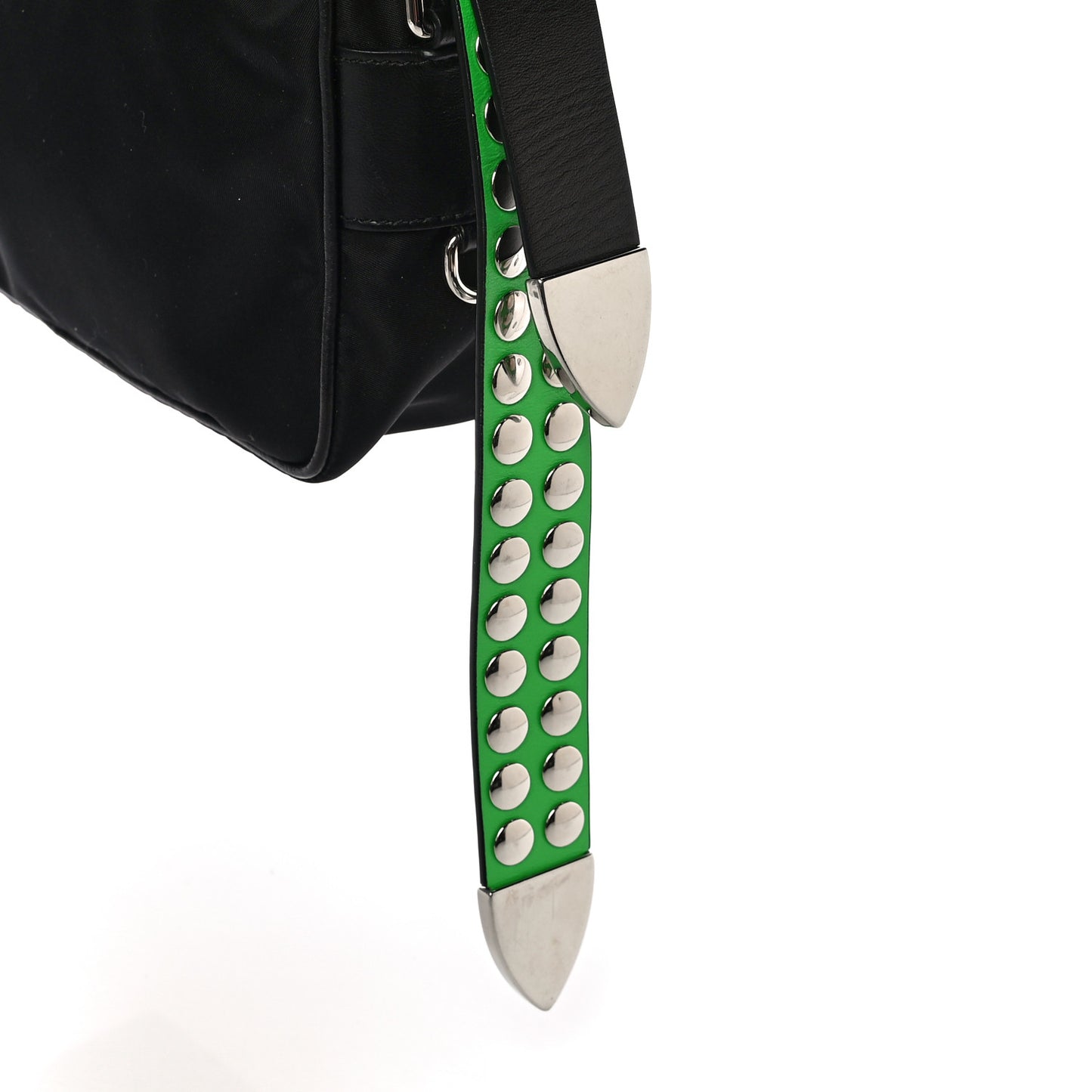 Tessuto Nylon Studded New Vela Shoulder Bag Black Verde