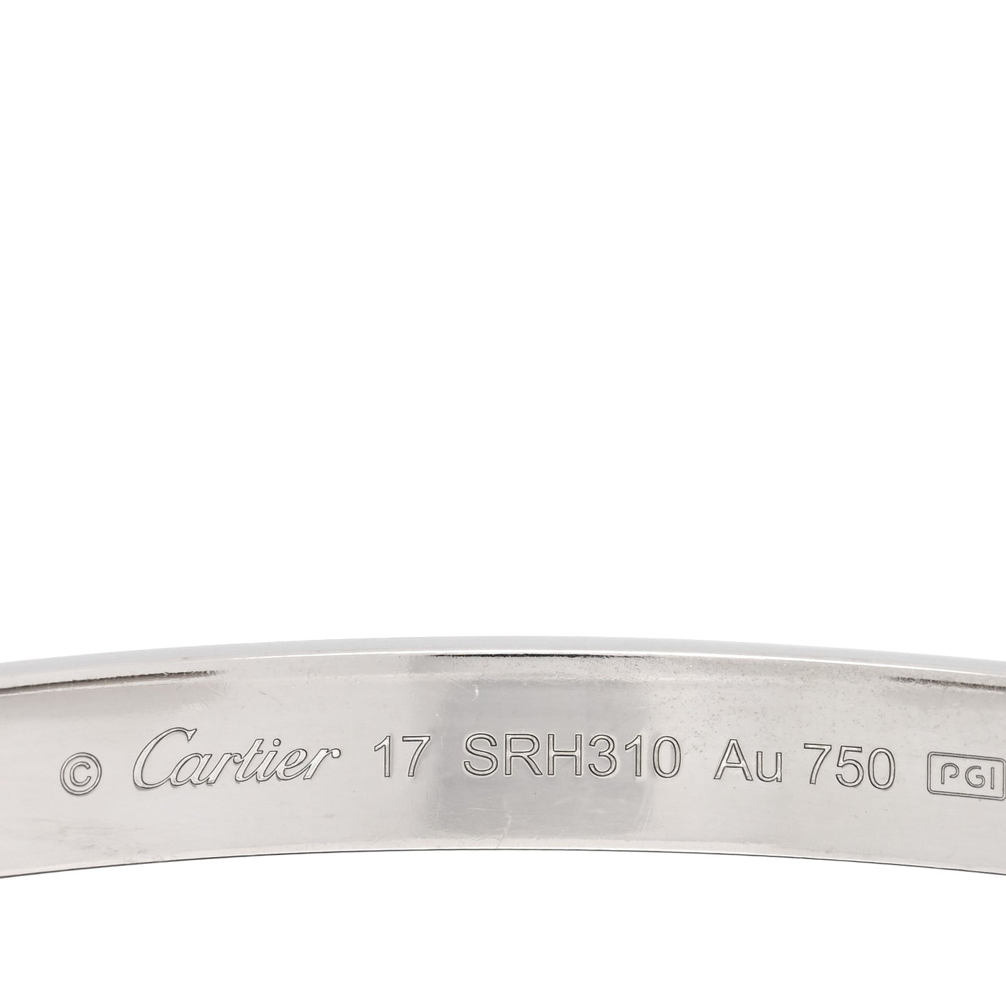 18K White Gold LOVE Cuff Bracelet 17