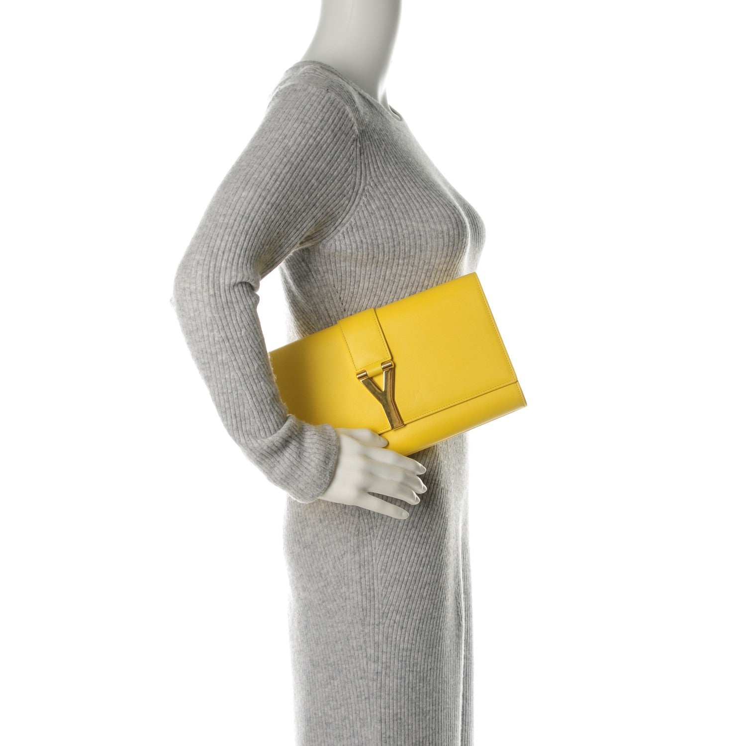 Saint Laurent Calfskin Classic Y Ligne Clutch Soleil 2 of 7