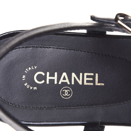 Chanel Patent Lambskin Camellia Thong Sandals 38.5 Black 6 of 6