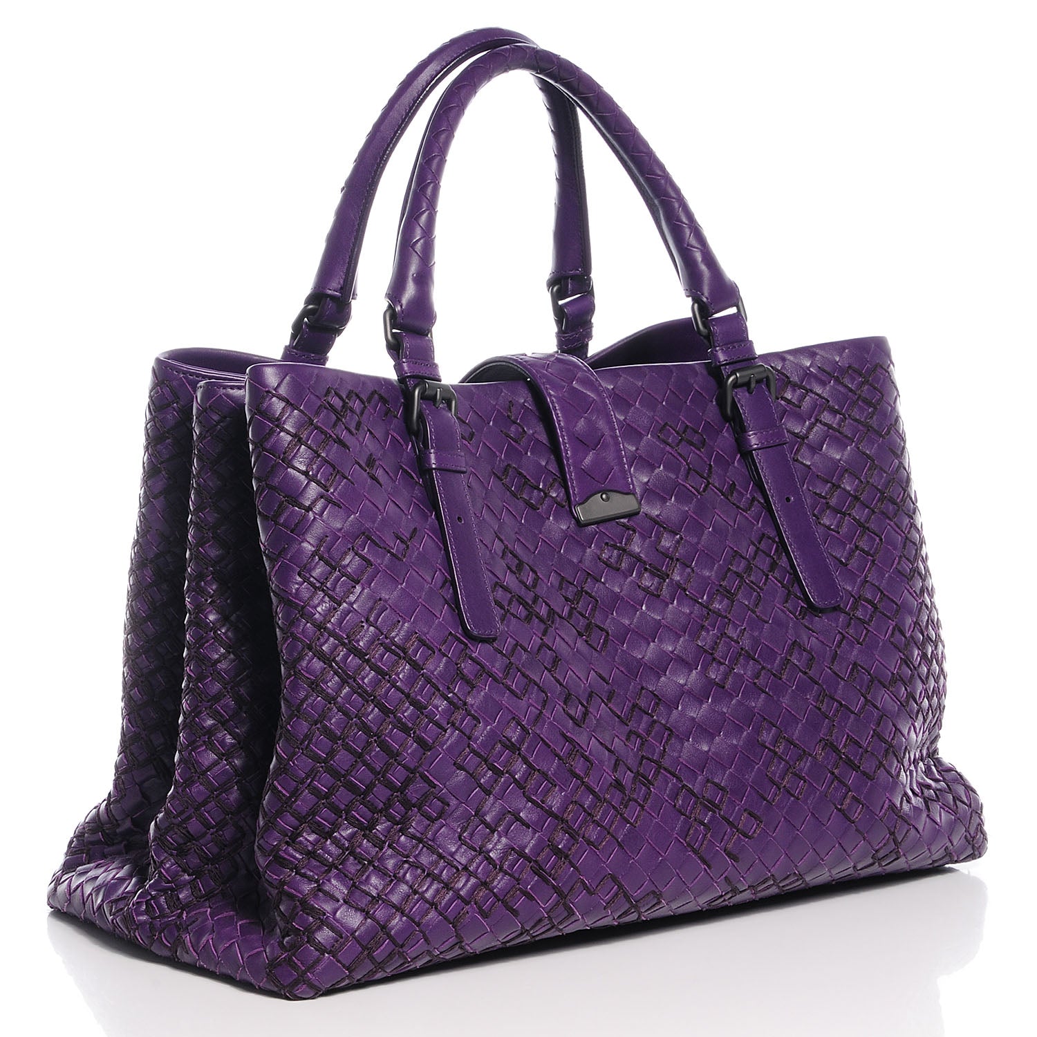Bottega Veneta Nappa Intrecciato Graphic Roma Tote Plum 3 of 9