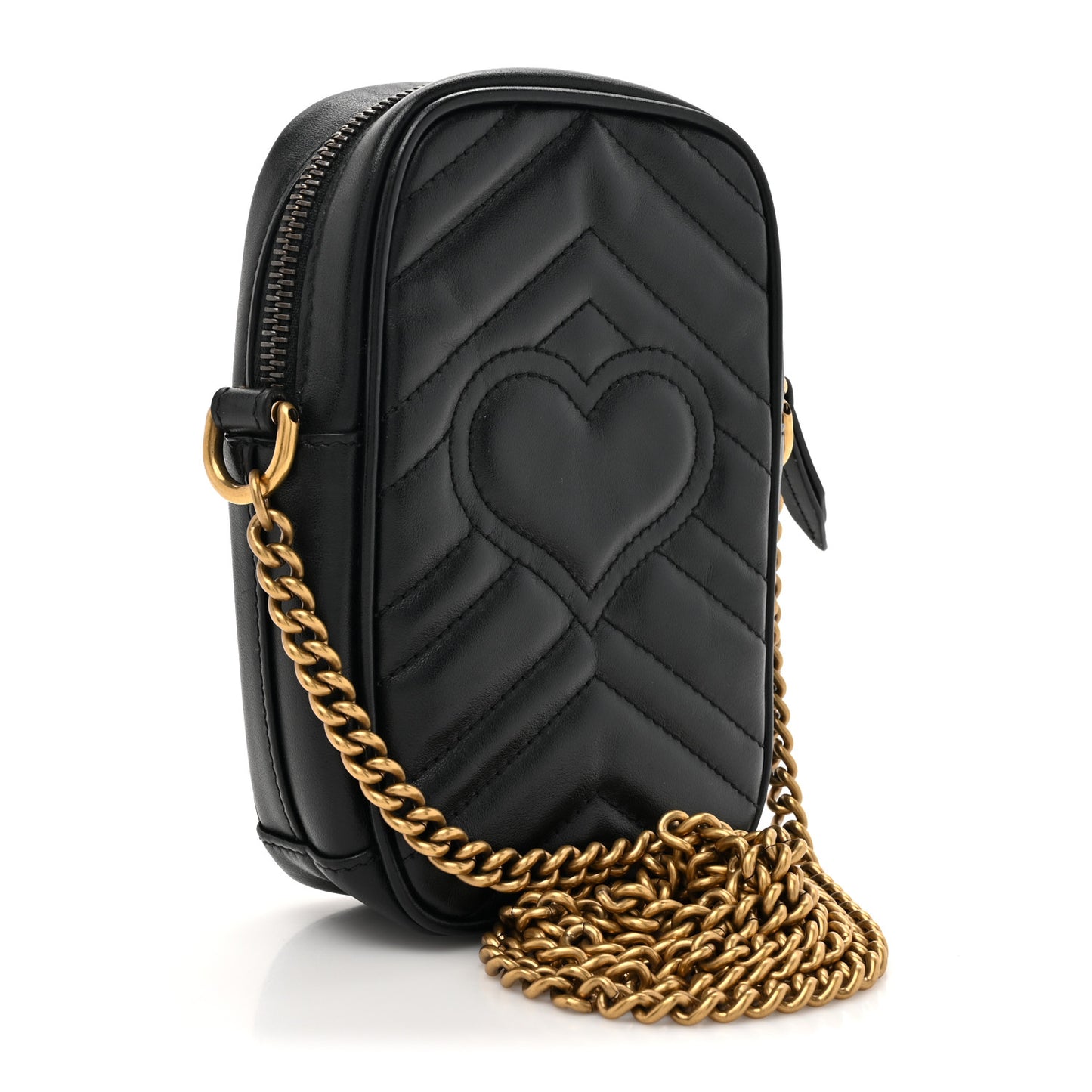 Calfskin Matelasse Mini GG Marmont Crossbody Bag Black