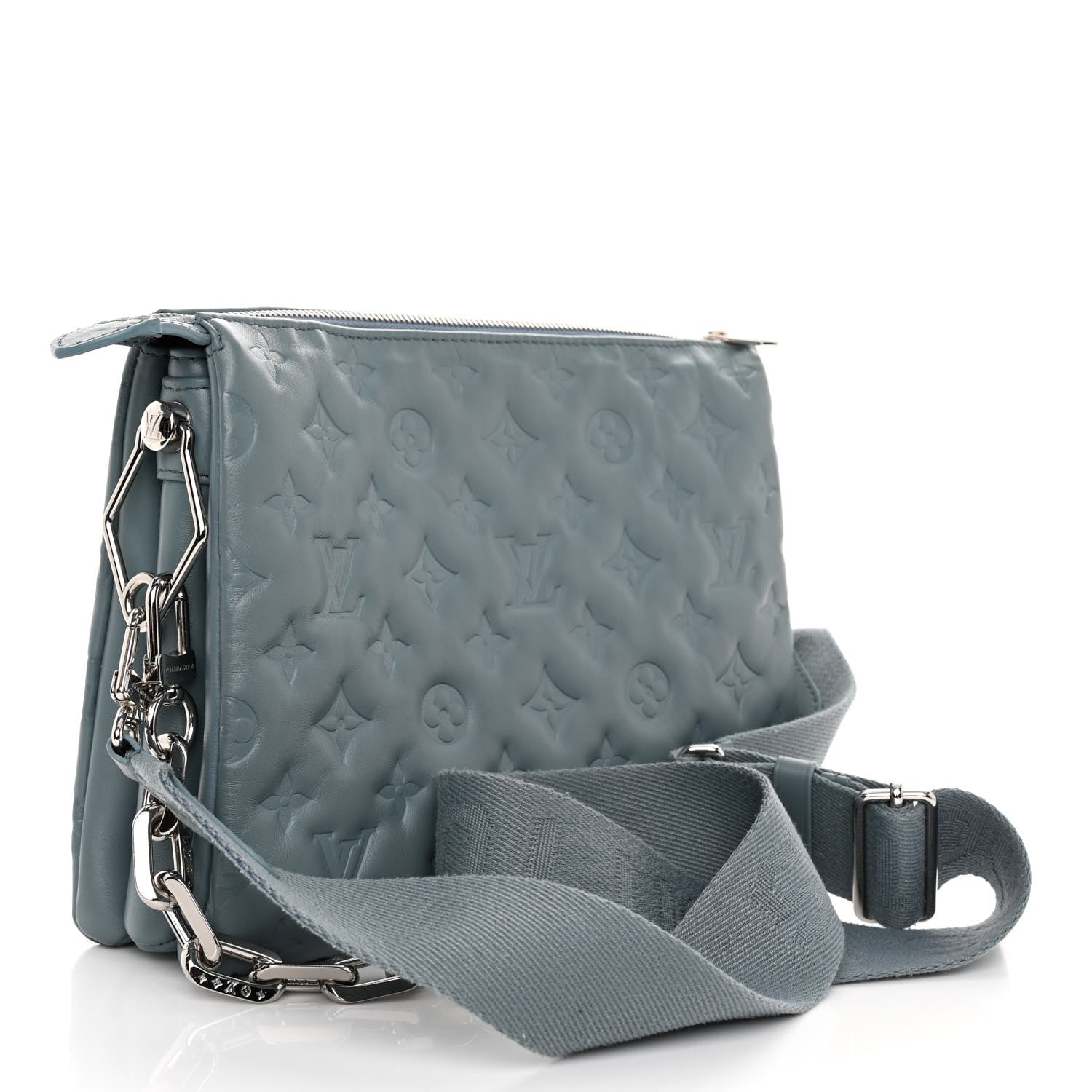 Louis Vuitton Lambskin Embossed Monogram Coussin PM Blue Glacier 3 of 14