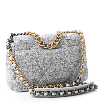 Chanel Tweed Quilted Medium Chanel 19 Flap Grey Ecru 2 of 4