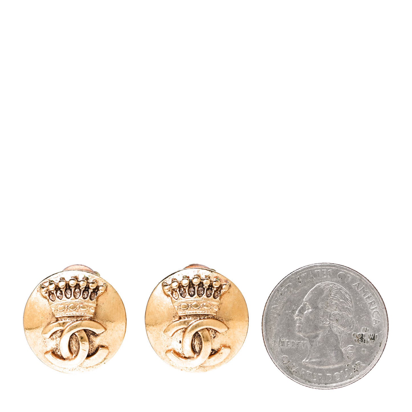 CC Crown Clip On Earrings Gold