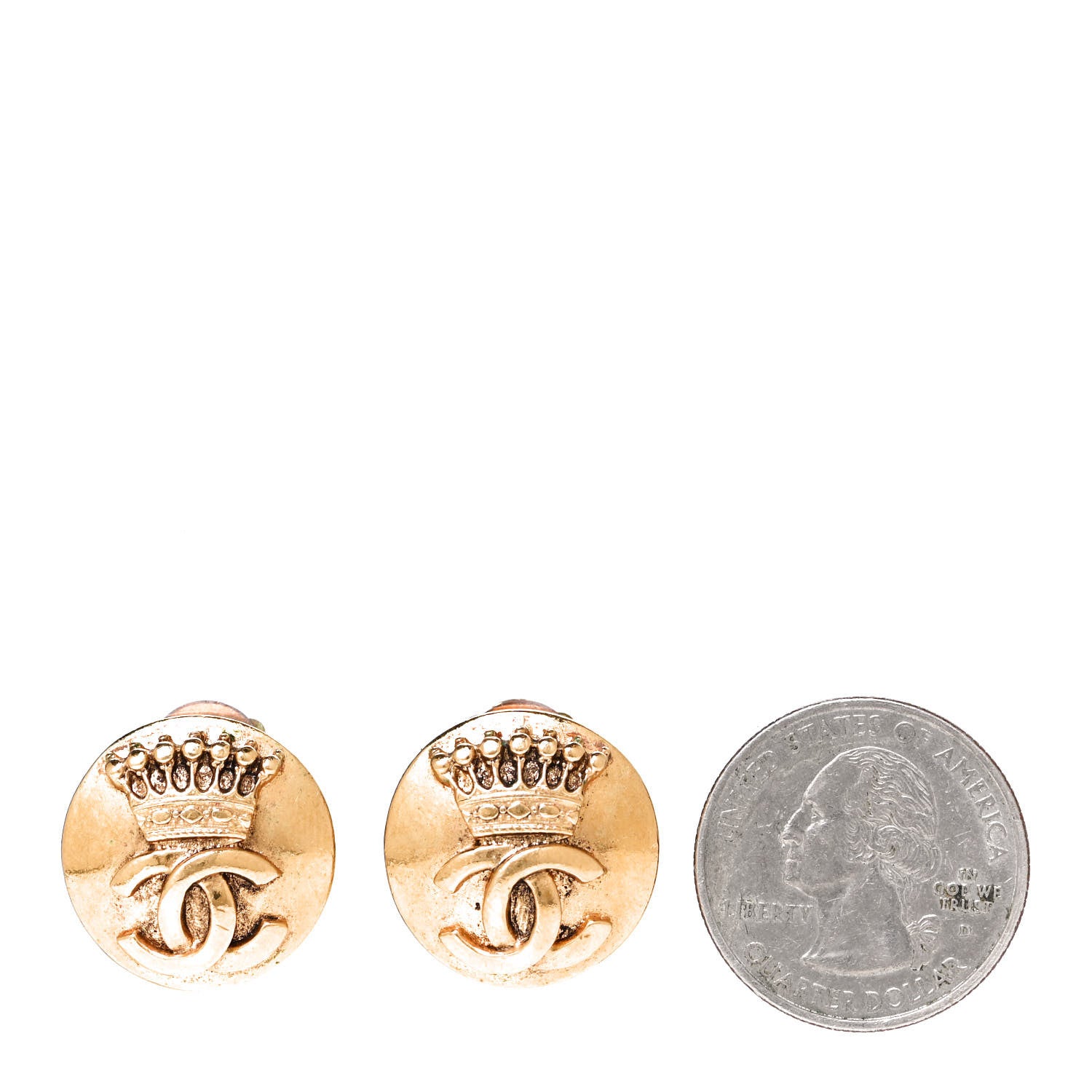 Chanel CC Crown Clip On Earrings Gold 2 of 4