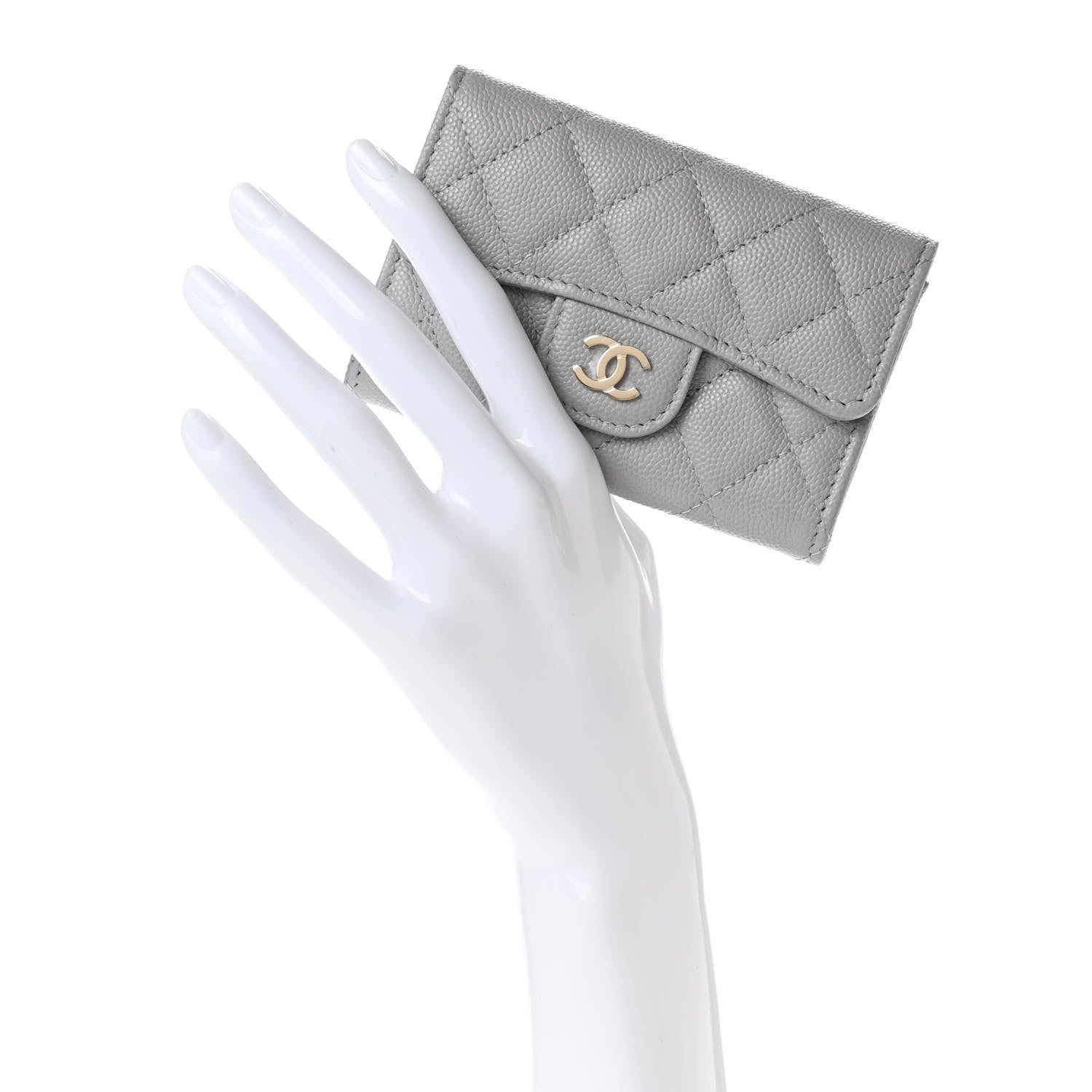 Chanel Caviar Quilted Flap Card Holder Wallet Grey 2 of 8