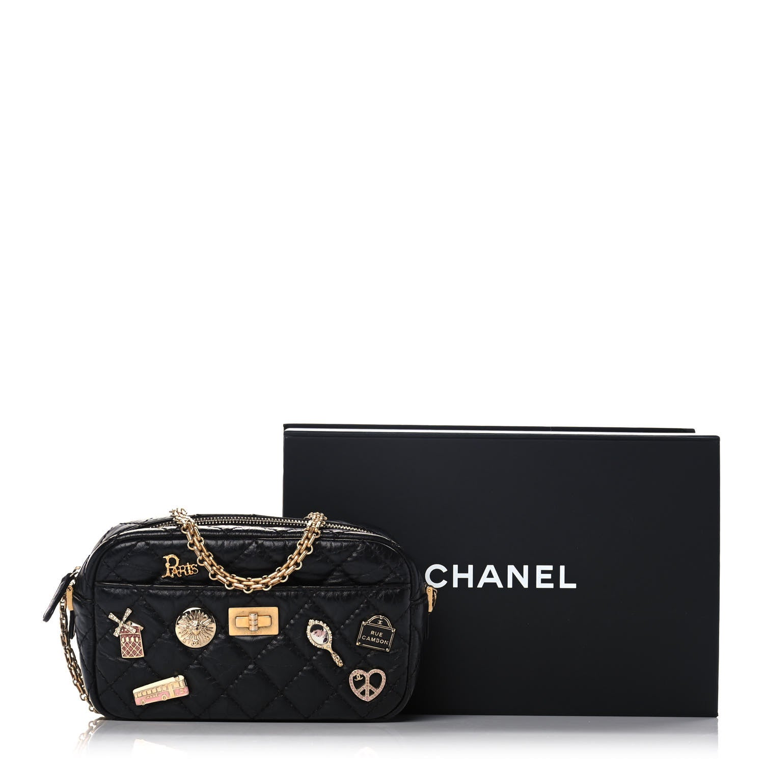 Chanel Aged Calfskin Quilted Mini Lucky Charm Reissue Camera Case Black 11 of 11