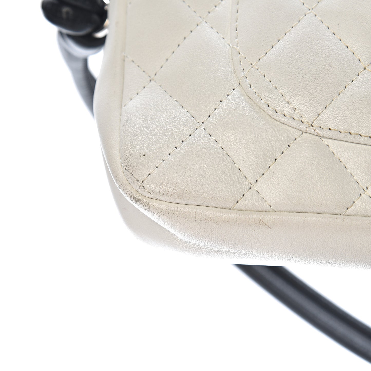 Calfskin Quilted Cambon Pochette White Black
