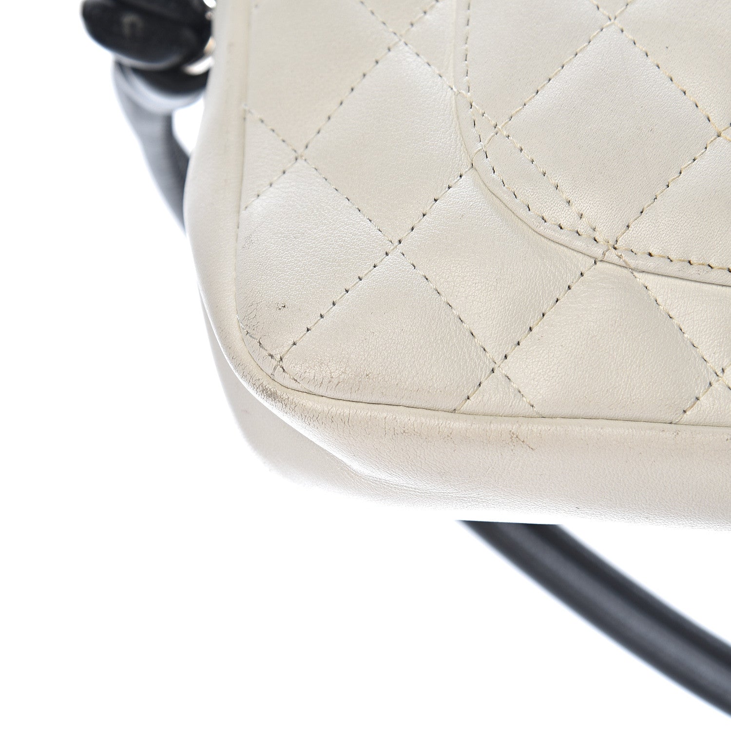 Chanel Calfskin Quilted Cambon Pochette White Black 10 of 13
