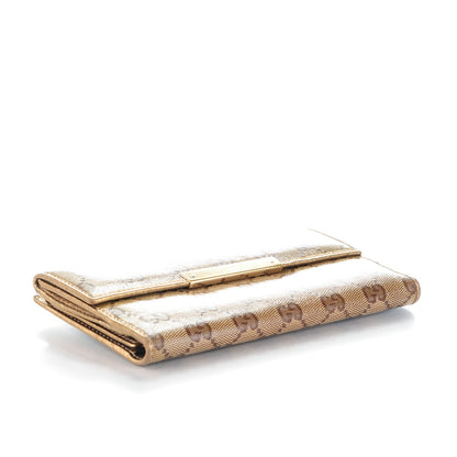 Gucci Crystal Monogram Metal Bar Continental Flap Wallet Gold 4 of 7