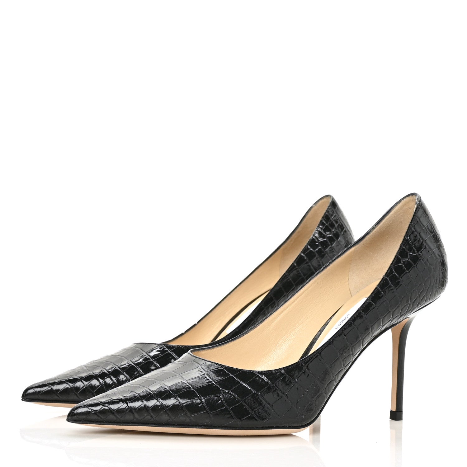Jimmy Choo Crocodile Embossed Calfskin Love 85 Pump 39.5 Black 3 of 7