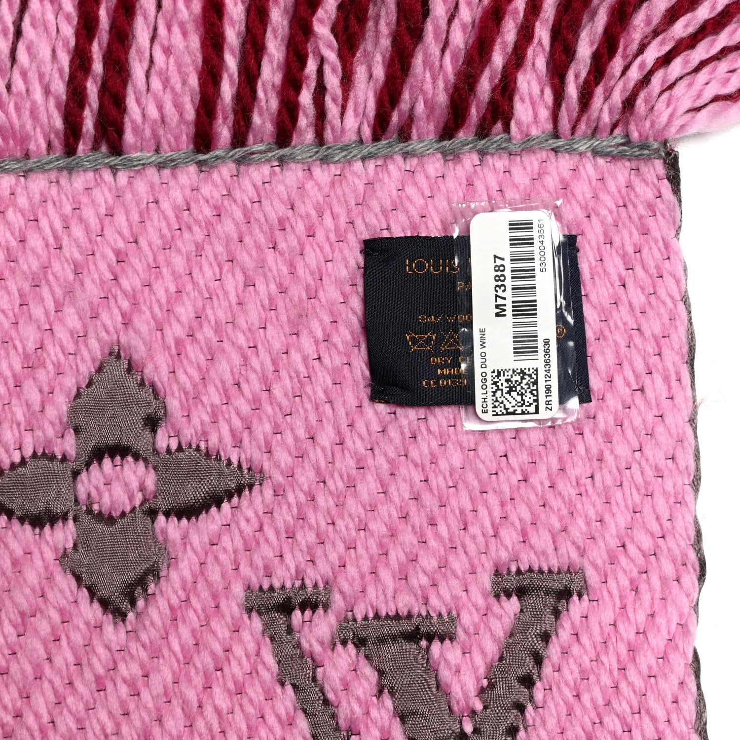 Louis Vuitton Wool Silk Logomania Duo Scarf Wine 4 of 4