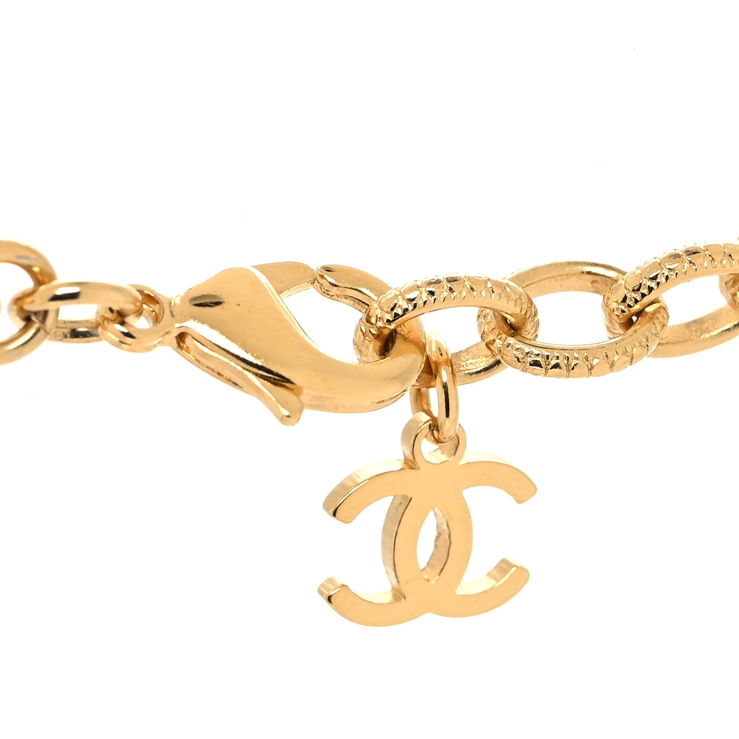 Crystal Chain Link CC Choker Necklace Gold