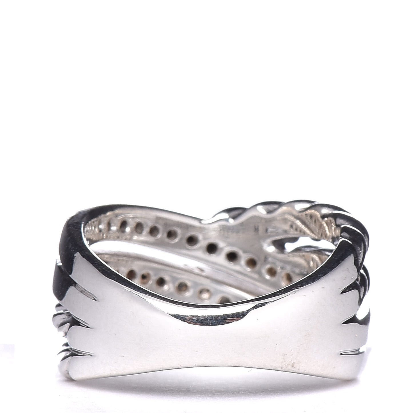 Sterling Silver Diamond Black Diamond 11mm Crossover Ring 52 6
