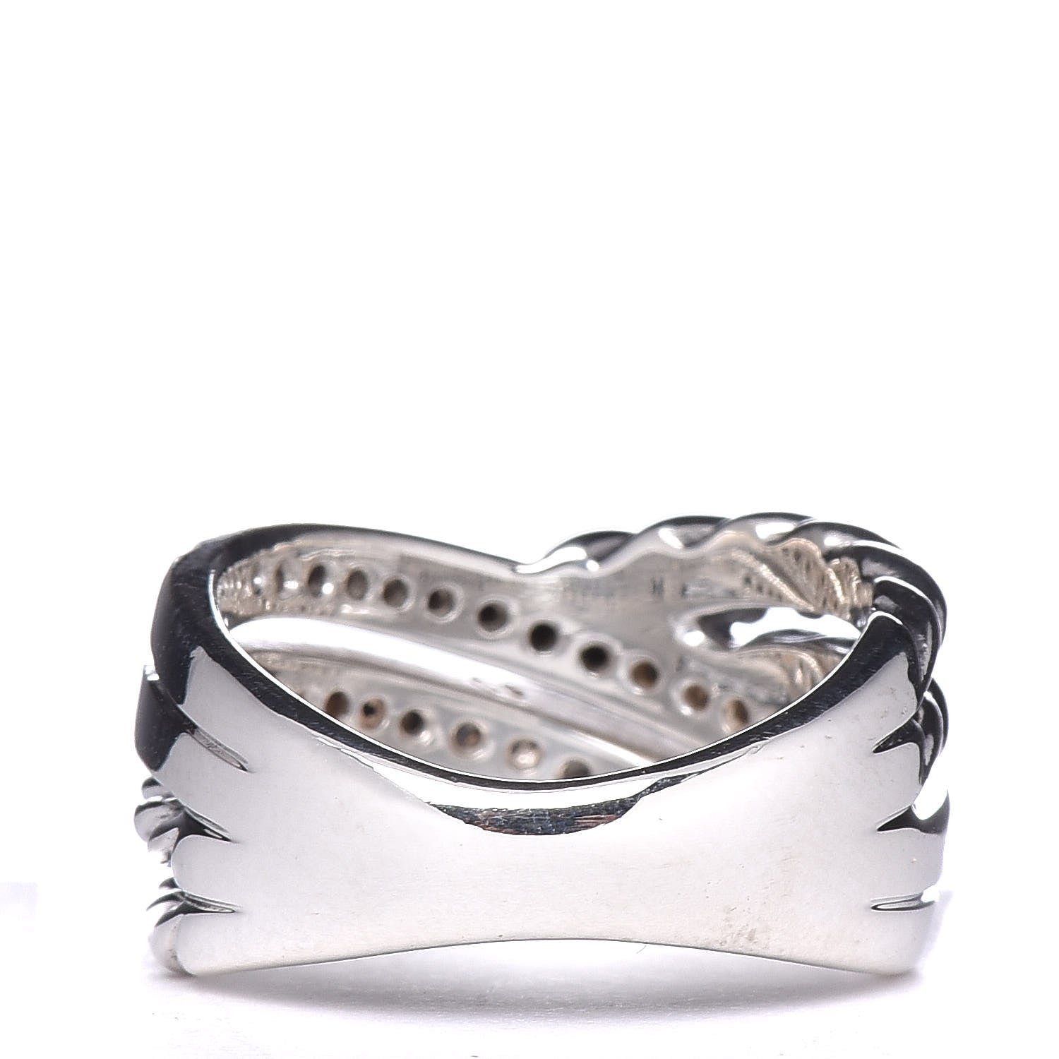 David Yurman Sterling Silver Diamond Black Diamond 11mm Crossover Ring 52 6 4 of 6
