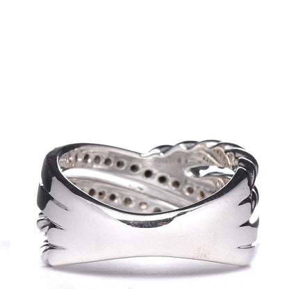 David Yurman Sterling Silver Diamond Black Diamond 11mm Crossover Ring 52 6 4 of 6