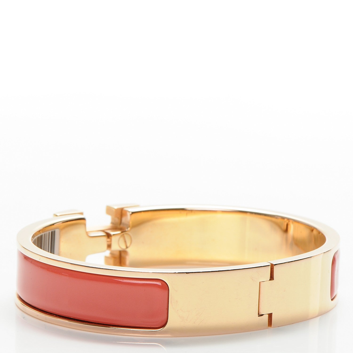 Hermes Enamel Clic Clac H Narrow Bracelet PM Rouge Corail 3 of 5
