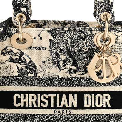 Christian Dior Canvas Embroidered Zodiac Toile De Jouy Medium Lady D-Lite Latte 7 of 9
