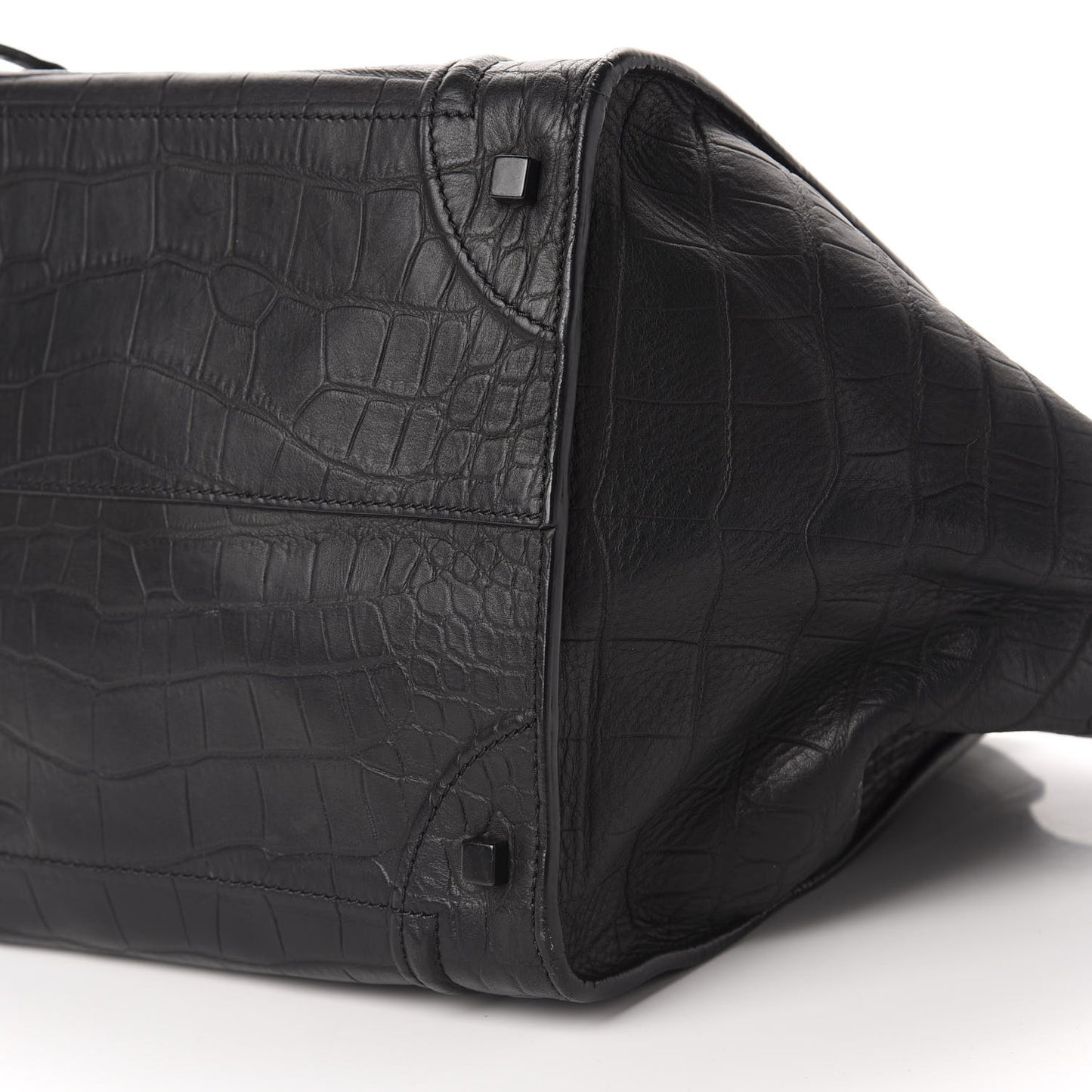 Crocodile Embossed Calfskin Medium Phantom Luggage Black