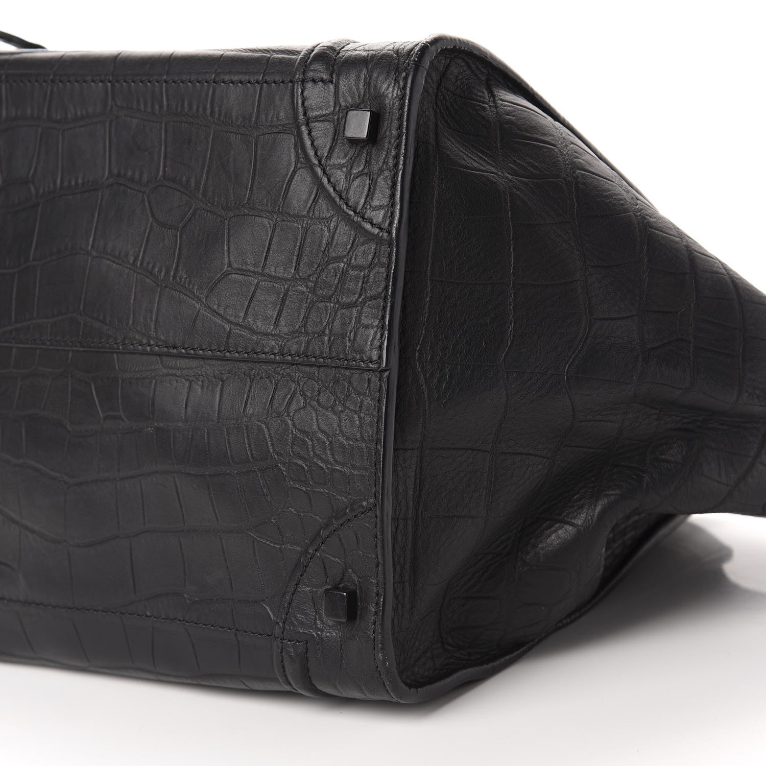 Celine Crocodile Embossed Calfskin Medium Phantom Luggage Black 7 of 12
