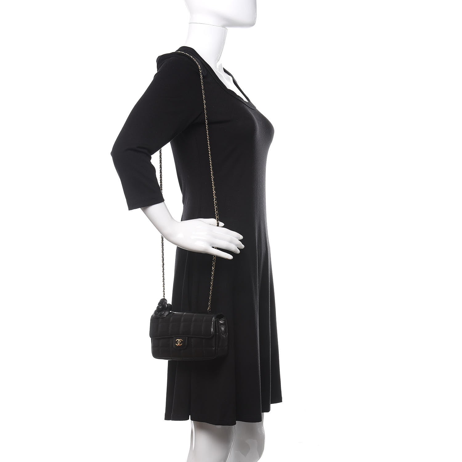 Chanel Lambskin Quilted Mini Chocolate Bar Camellia Flap Black 2 of 10