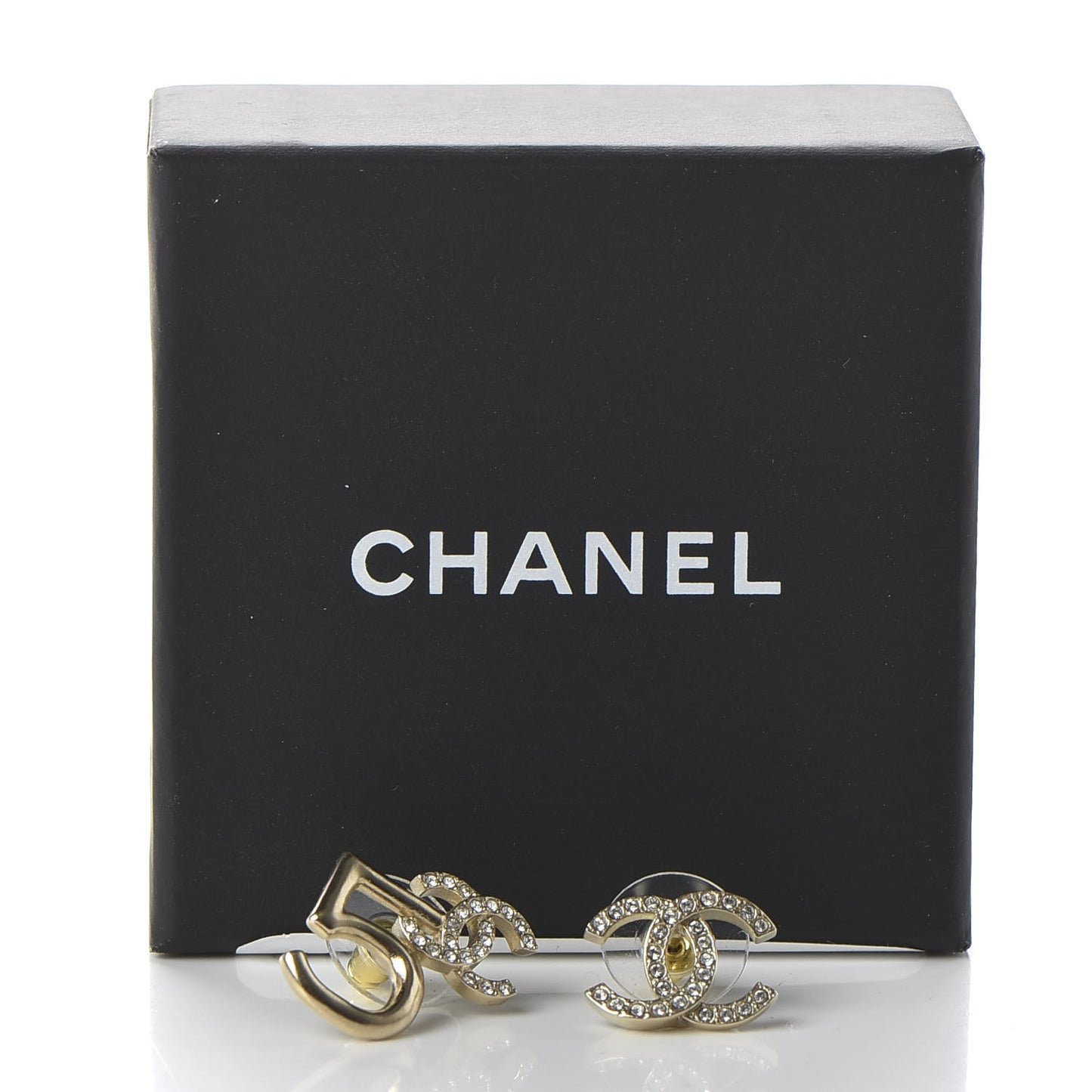 Crystal CC No 5 Earrings Gold