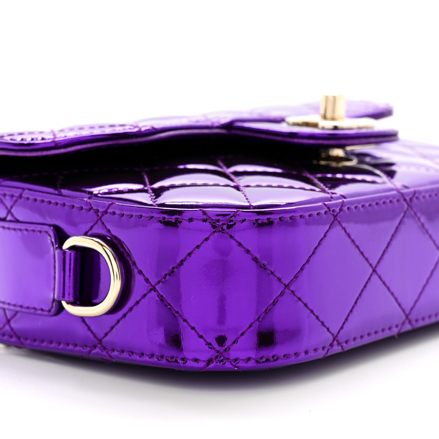 Chanel Mirror Calfskin Metallic Calfskin Quilted Hollywood Boulevard Mini Flap With Star Coin Purse Purple 10 of 12