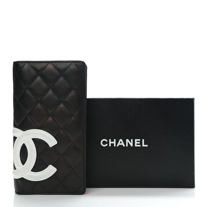 Chanel Calfskin Quilted Cambon Yen Wallet Black White 9 of 9
