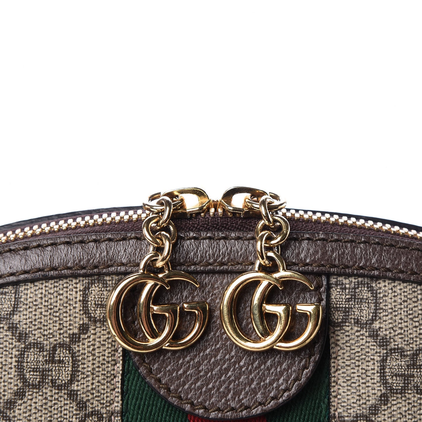GG Supreme Monogram Textured Dollar Calfskin Web Small Ophidia Dome Shoulder Bag Beige Ebony New Acero