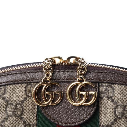 Gucci GG Supreme Monogram Textured Dollar Calfskin Web Small Ophidia Dome Shoulder Bag Beige Ebony New Acero 9 of 10