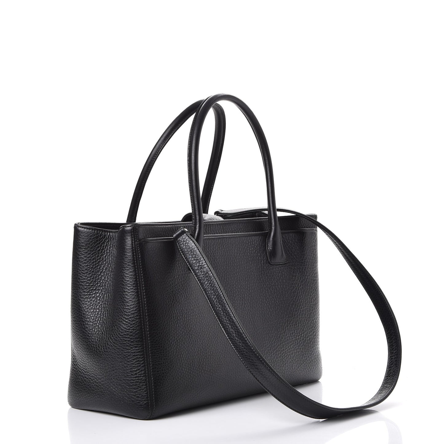 Calfskin Cerf Executive Shopper Tote Black