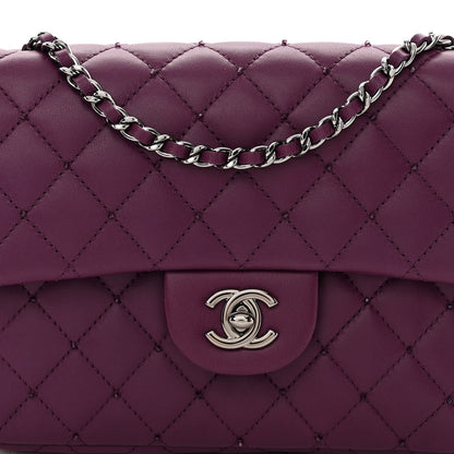 Chanel Lambskin Quilted Studded Flap Purple 8 of 10