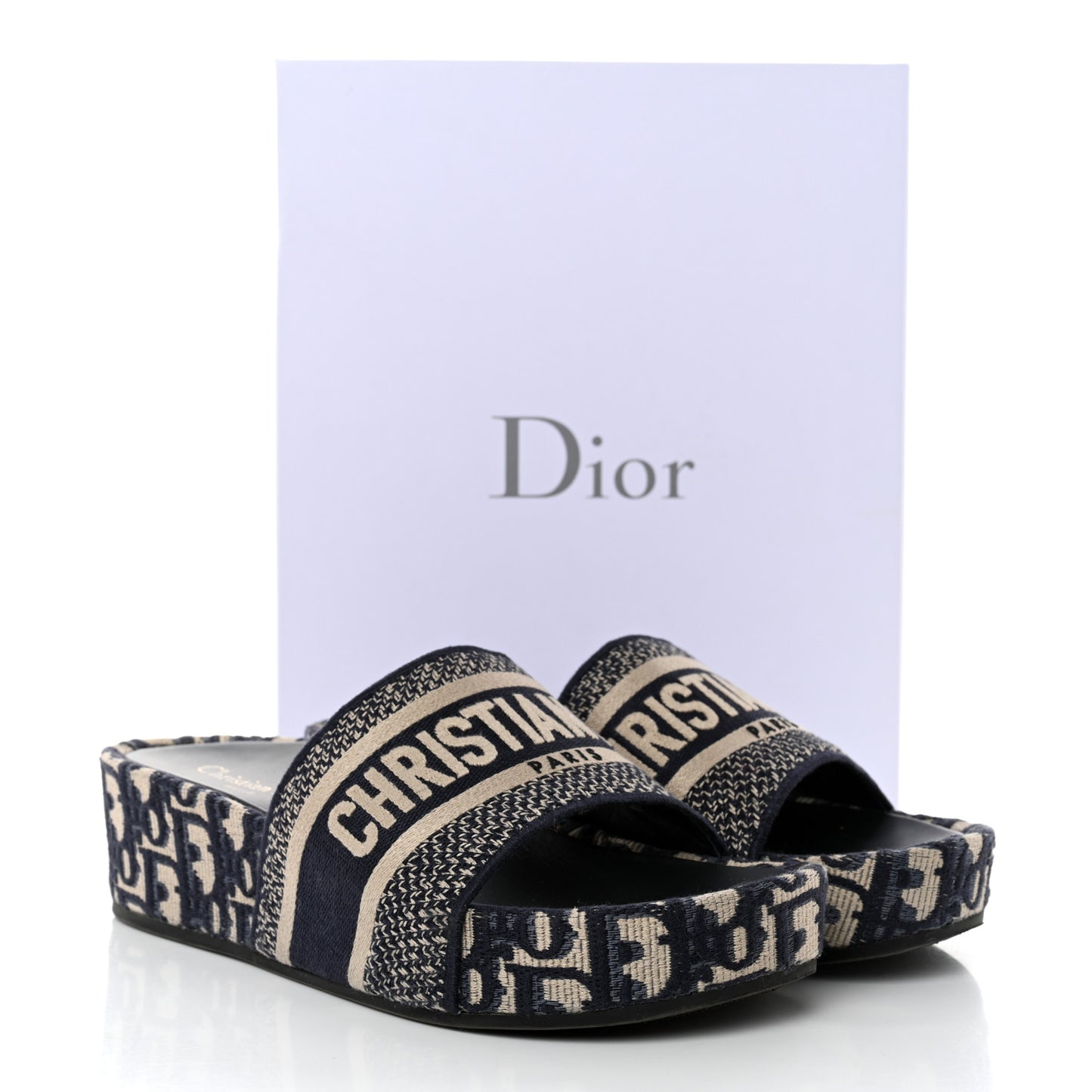 Oblique D-Way Platform Slide Sandals 40 Deep Blue