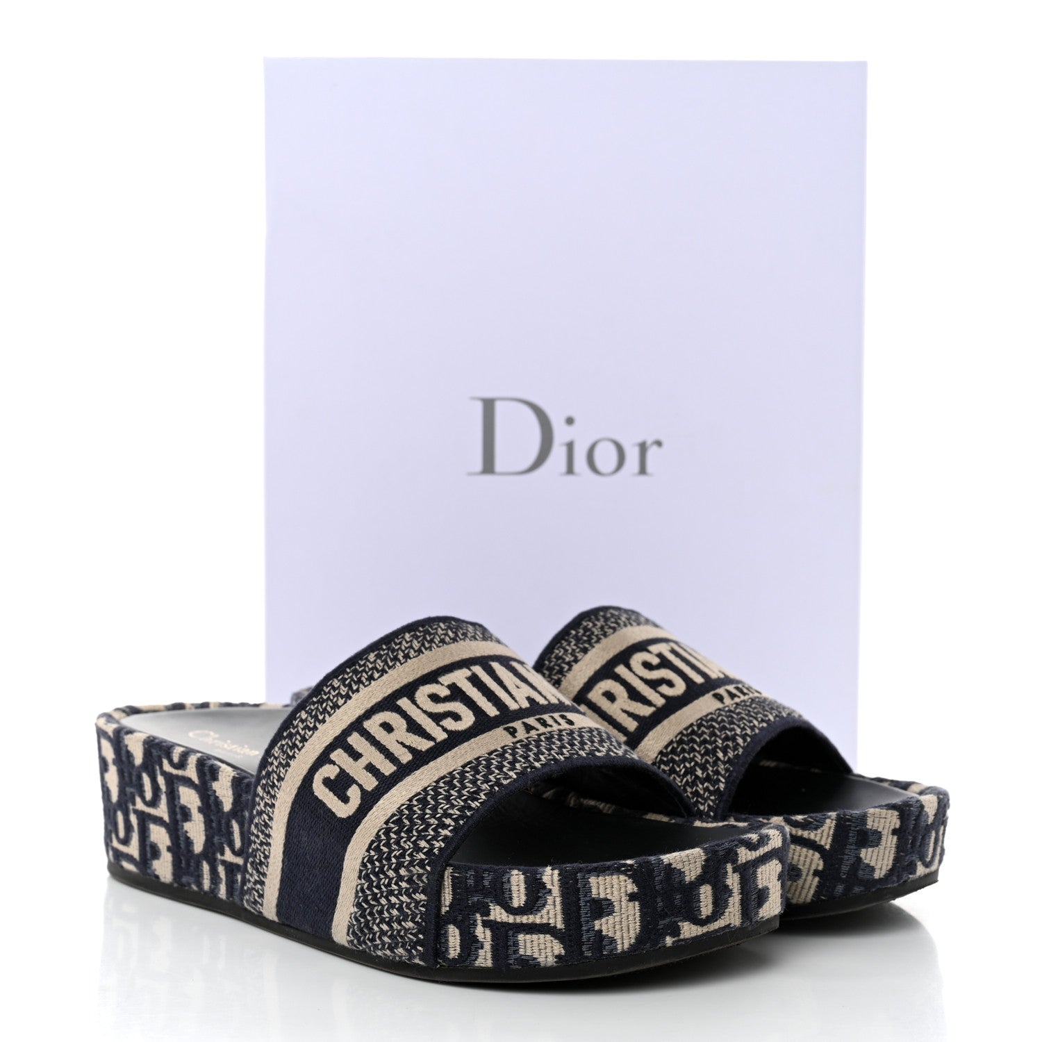 Christian Dior Oblique D-Way Platform Slide Sandals 40 Deep Blue 10 of 10