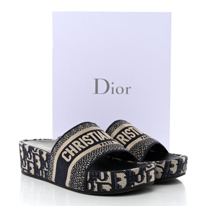 Christian Dior Oblique D-Way Platform Slide Sandals 40 Deep Blue 10 of 10
