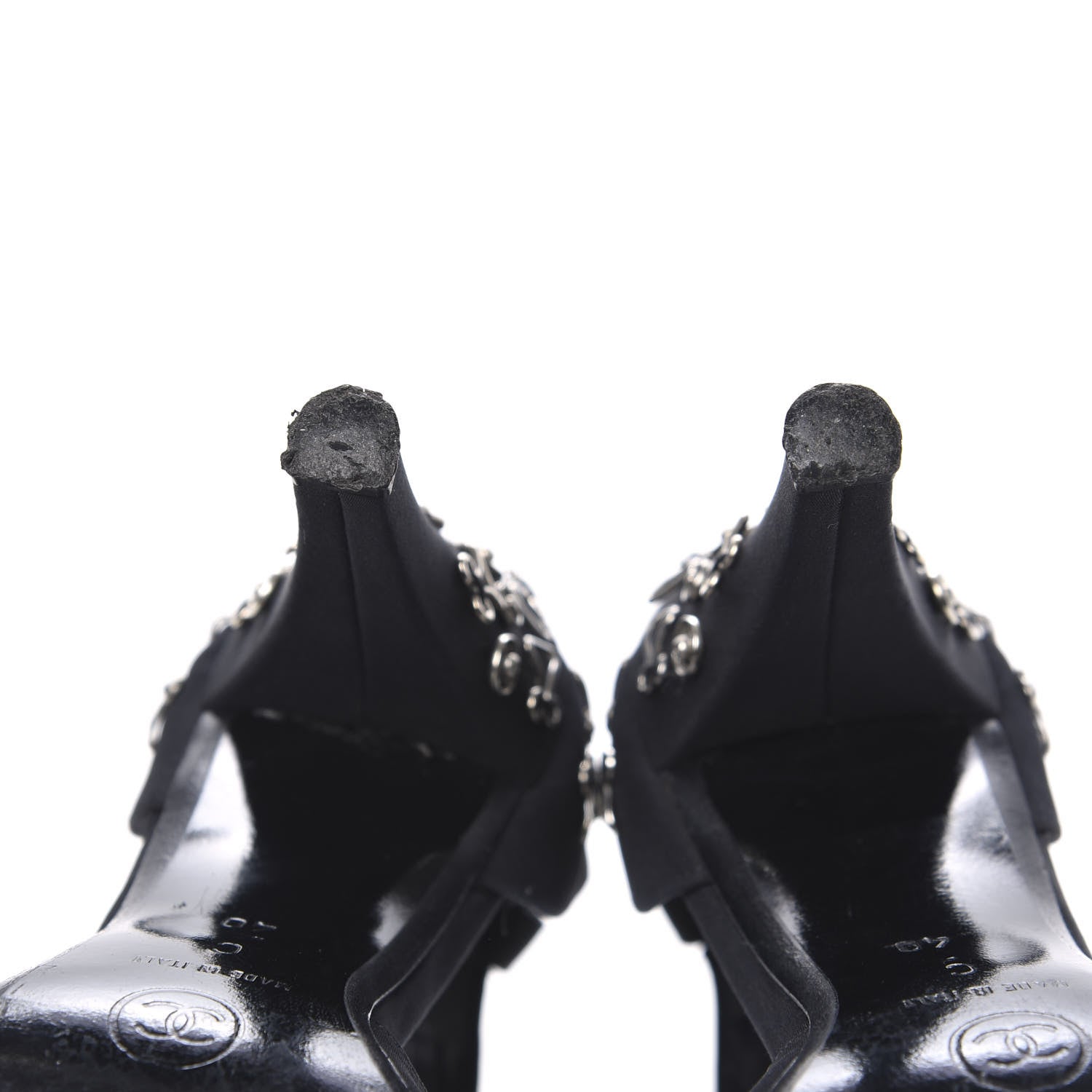 Chanel Satin Embellished Pumps 40 Black 8 of 9