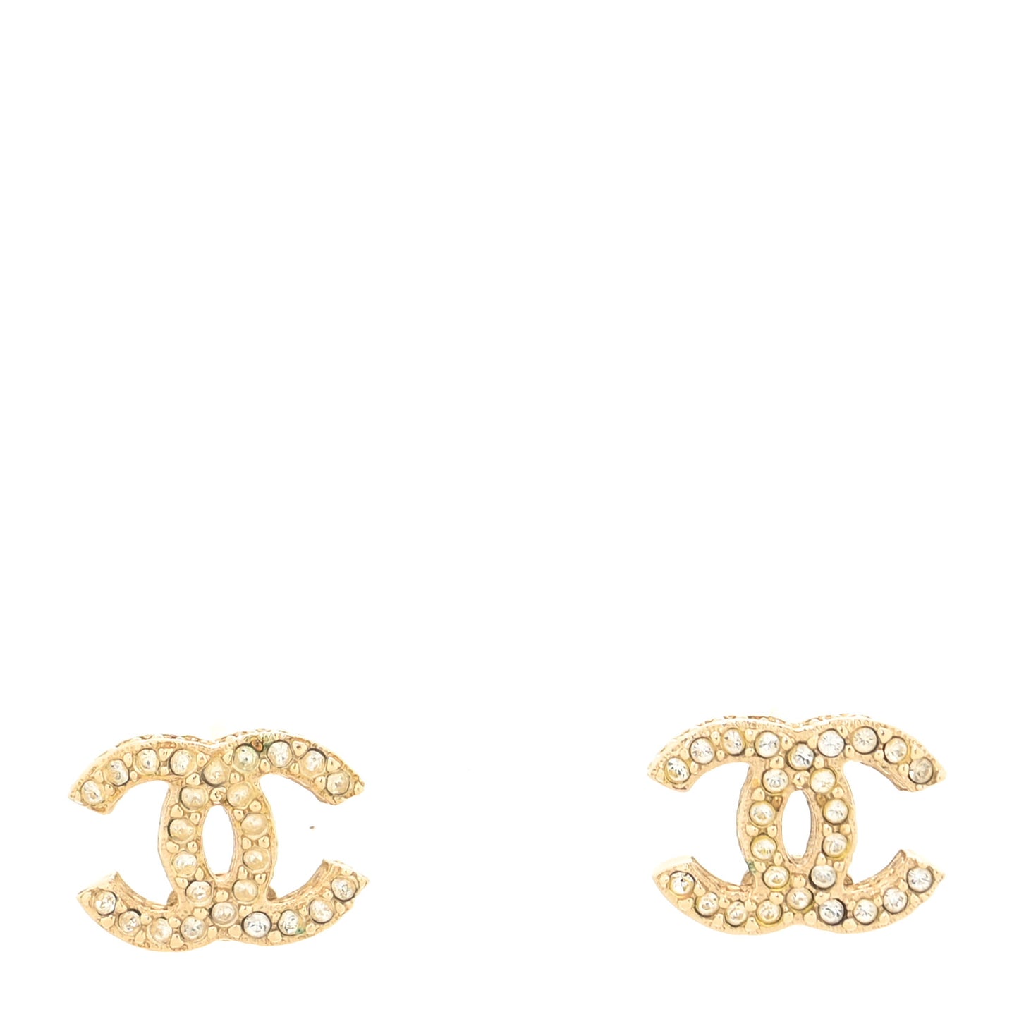 Metal Crystal CC Earrings Gold