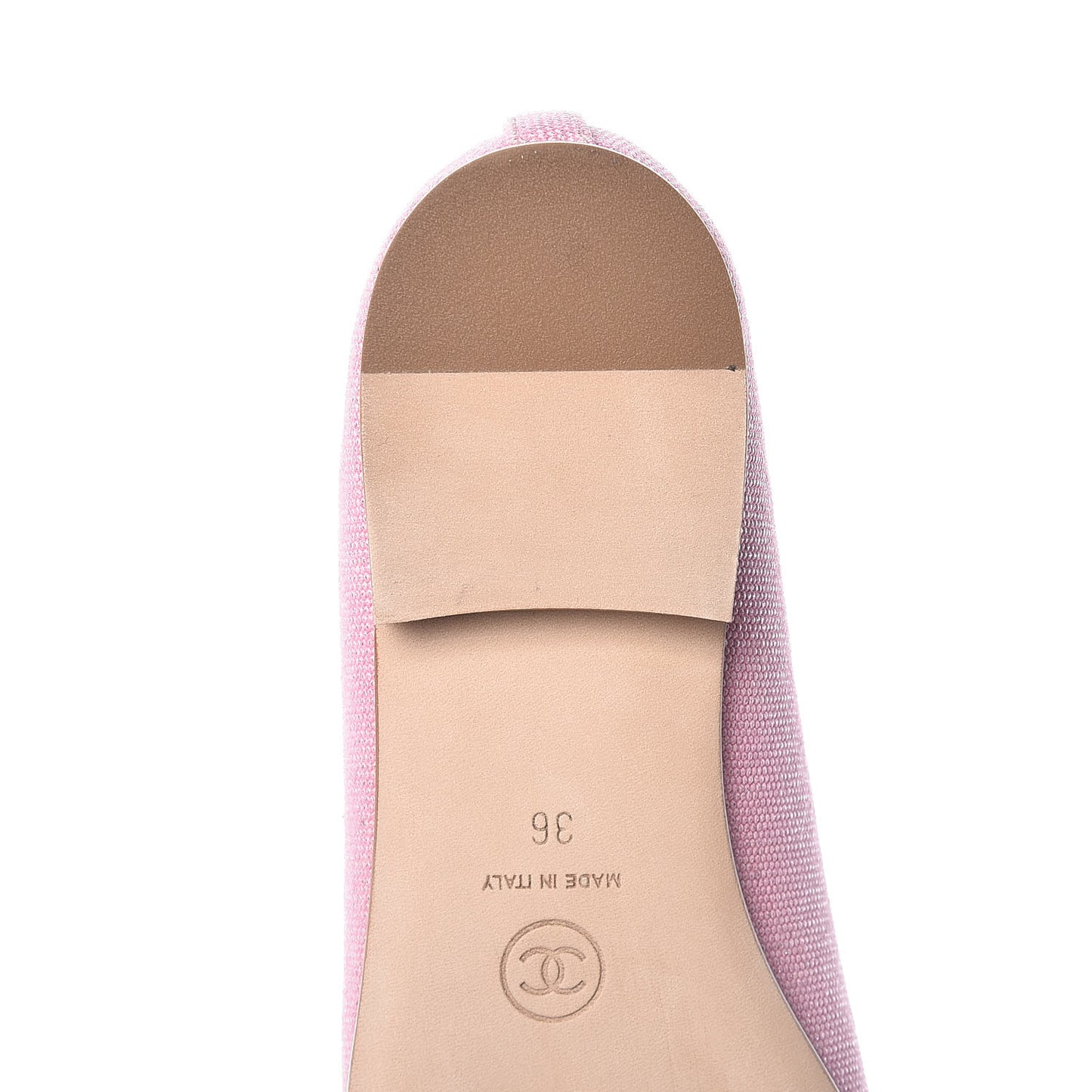 Iridescent Fabric Lambskin Cap Toe Ballerina Flats 36 Pink Light Grey