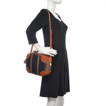 Louis Vuitton Calfskin Reverse Monogram Valisette PM Navy Caramel 2 of 11
