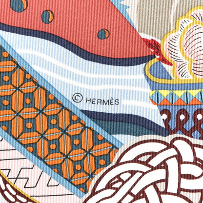 Hermes Silk Twill Duo Cosmique Scarf 90 Bleu Ciel Brique 4 of 7