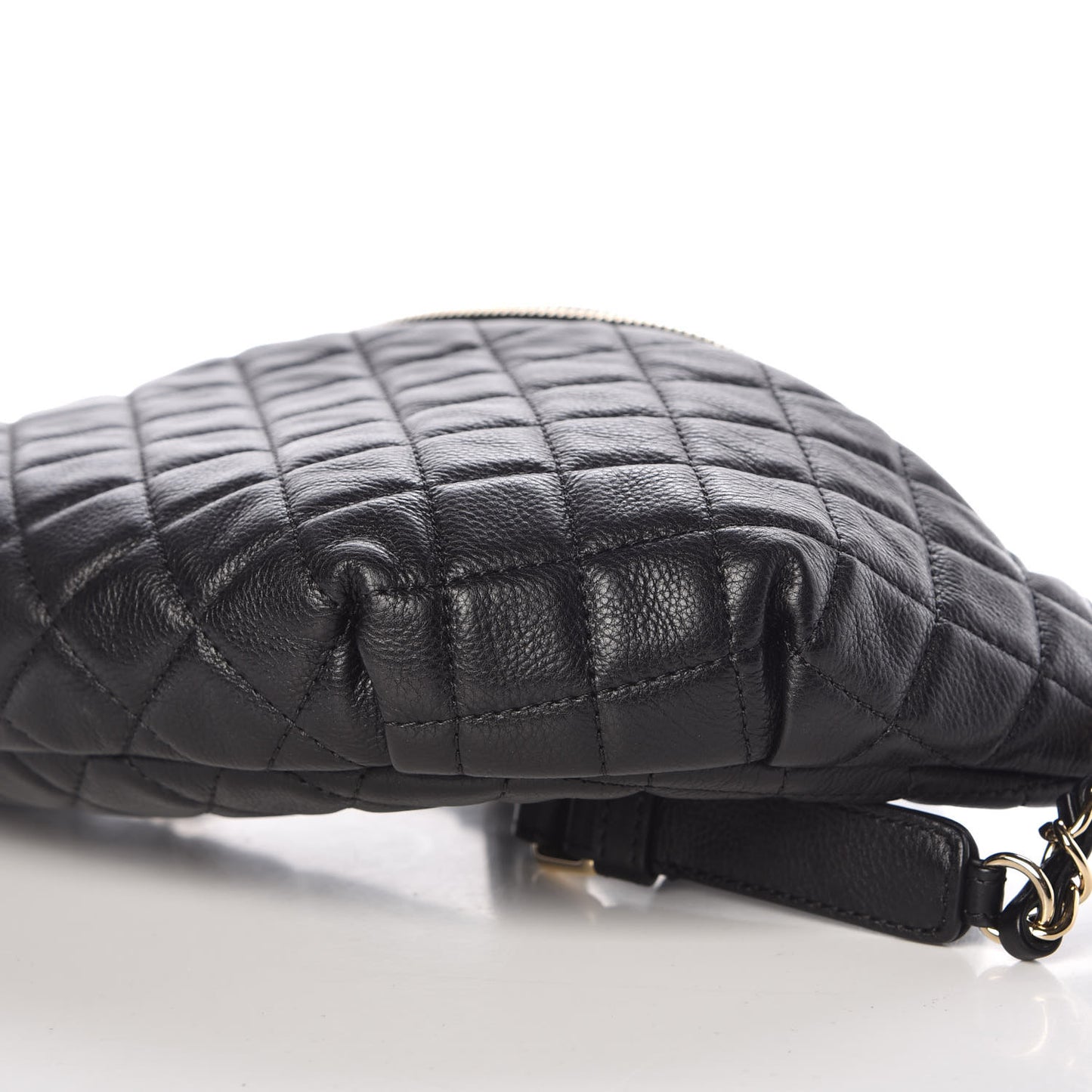 Calfskin Quilted Banane Waist Bag Fanny Pack Black