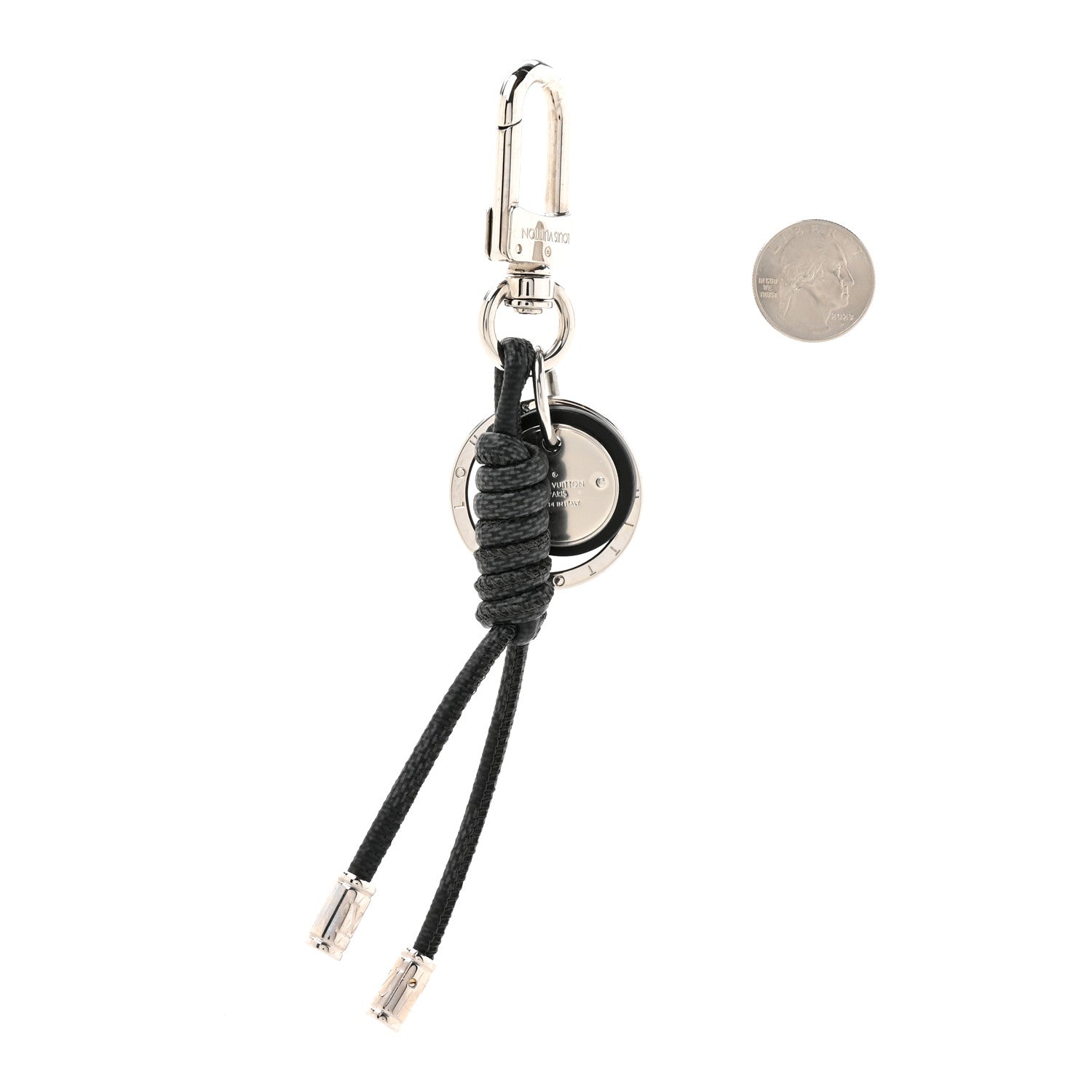 Louis Vuitton Palladium Damier Graphite Rope Bag Charm Key Holder 2 of 4