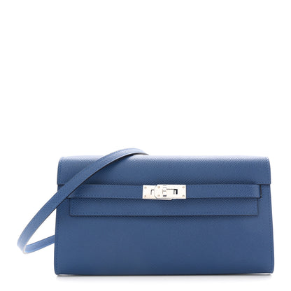 Hermes Epsom Kelly Wallet To Go Bleu Tie 1 of 11