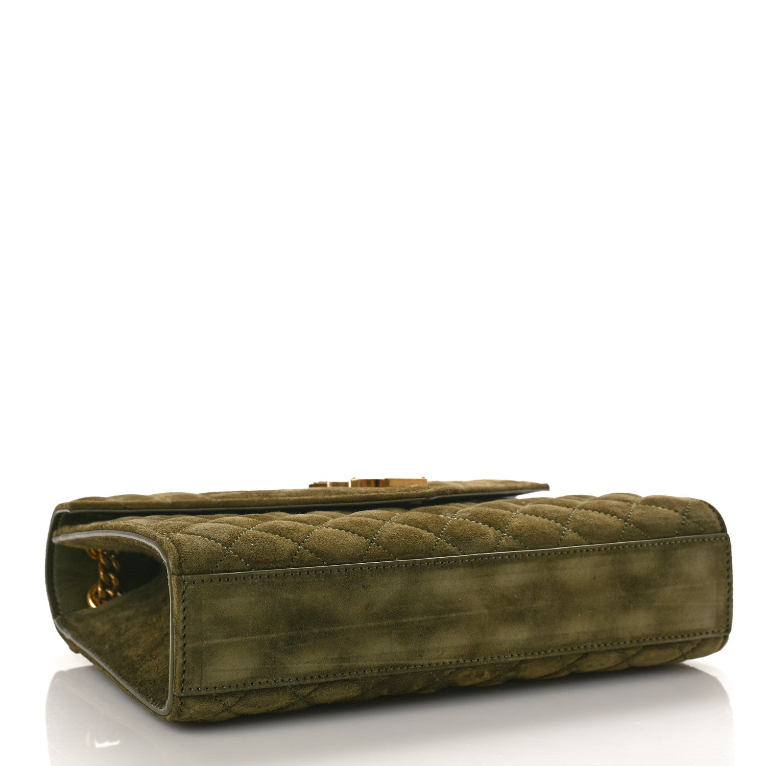 Saint Laurent Suede Mixed Matelasse Triquilt Medium Loden Green 4 of 9